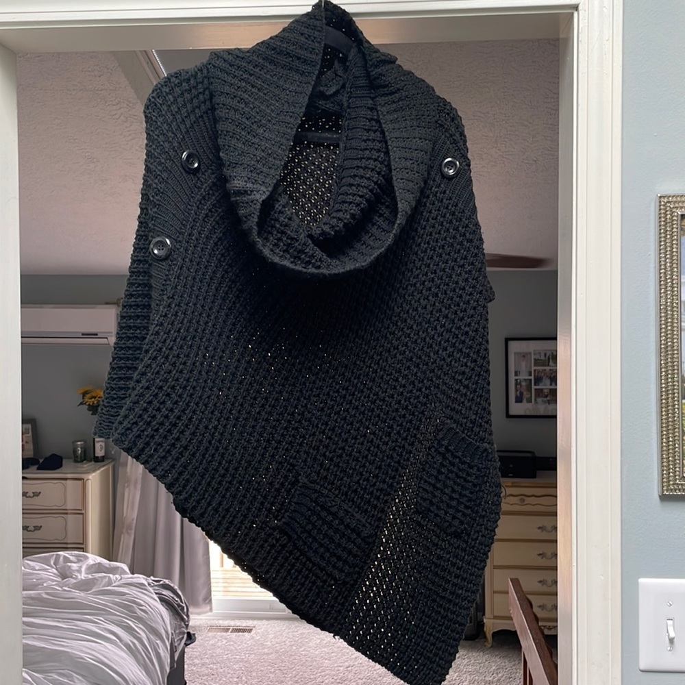 Cowl Neck Sweater Poncho